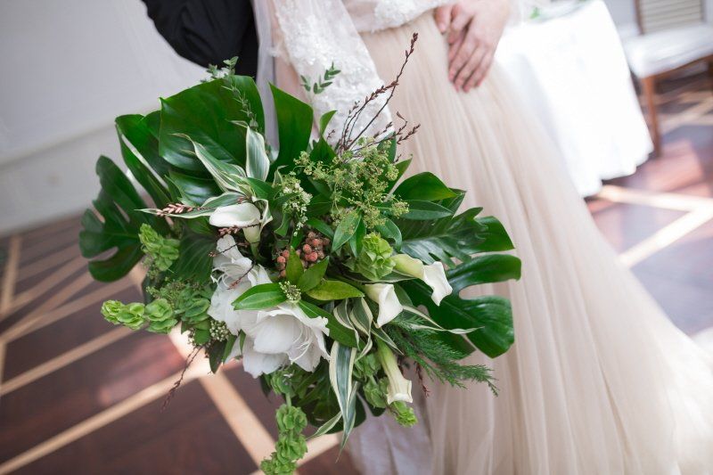 Wedding celebration tropical styled wedding bouquet