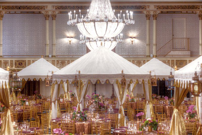 Wedding celebration Indian styled wedding tents in large room