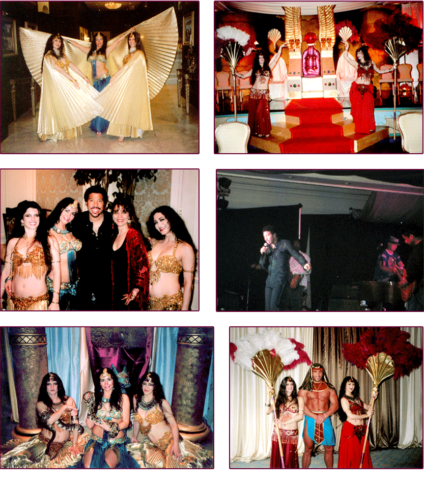 Collection of images showing entertainment, stage setting and guest Lionel Richie at Egyptian themed Nemacolin Woodlands Resort & Spa, Farmington, PA