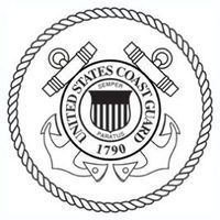 United States Coast Guard emblem: anchor, crossed cannons, rope border, and text 