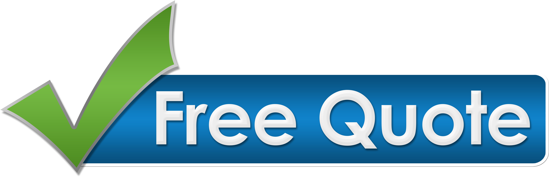 a blue button that says free quote with a green check mark