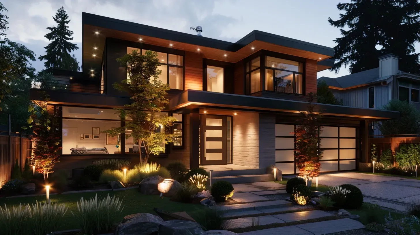 Professional Architectural Lighting Vancouver BC outdoor contractors specializing in residential facade wall wash lighting, backyard patio LED illumination, driveway floodlights, decorative architectural accents, pathway fixtures, and advanced commercial exterior architectural LED designs.