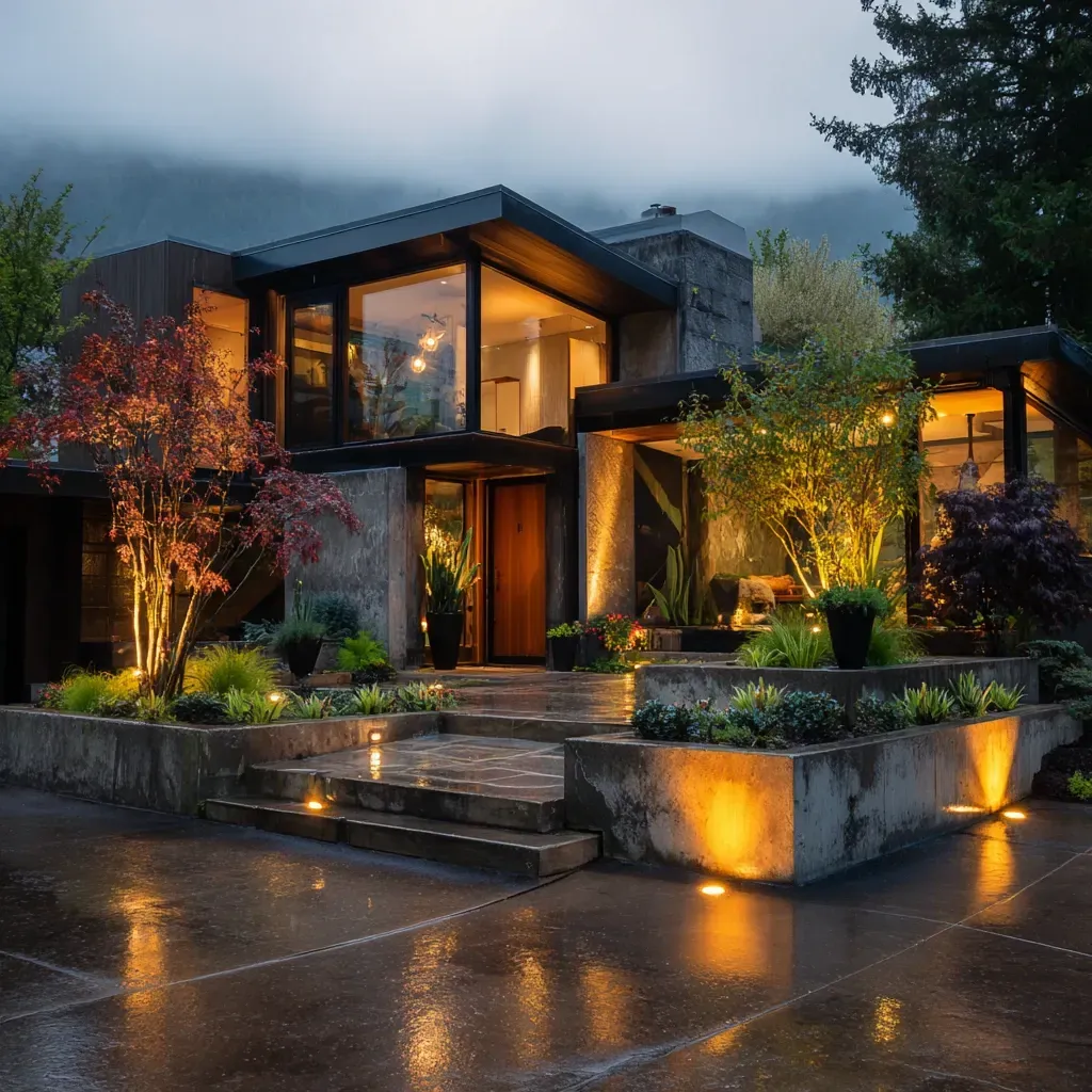 Aggressive Landscape Lighting Services Vancouver BC outdoor contractors delivering backyard patio illumination, garden LED fixtures, decorative bistro strings, residential pathway lighting, driveway uplighting, security floodlights, architectural facade uplighting, and commercial exterior LED installations.