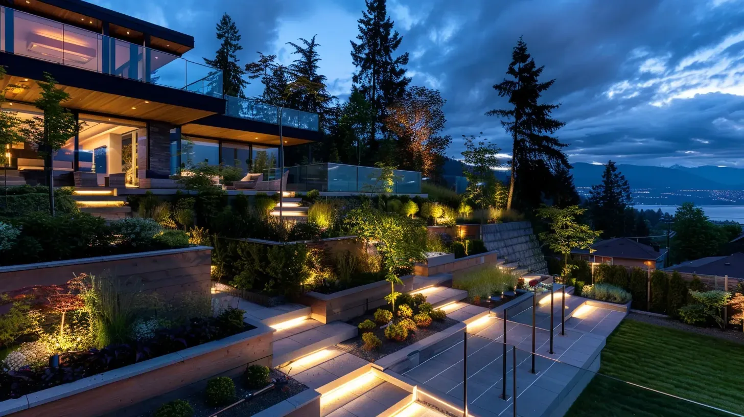Professional Architectural Lighting Vancouver BC services handling residential facade uplighting, backyard patio LED systems, driveway spotlights, decorative wall wash lights, pathway fixtures, and advanced commercial building architectural exterior illumination.