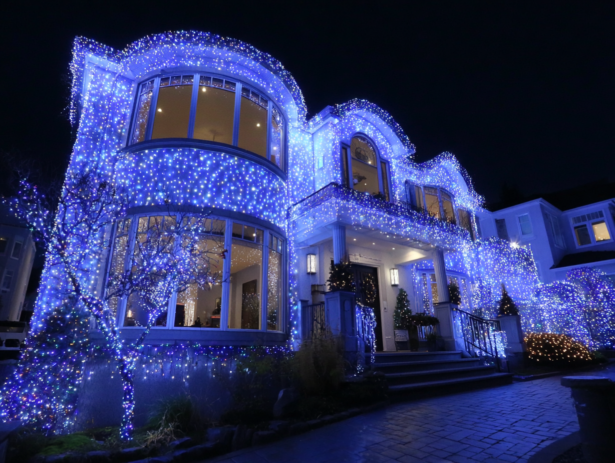 Aggressive Landscape Lighting Installation Vancouver backyard services featuring patio LED fixtures, residential garden path lighting, driveway accent floodlights, architectural facade uplights, decorative bistro strings, and professional exterior LED lighting across Metro Vancouver.