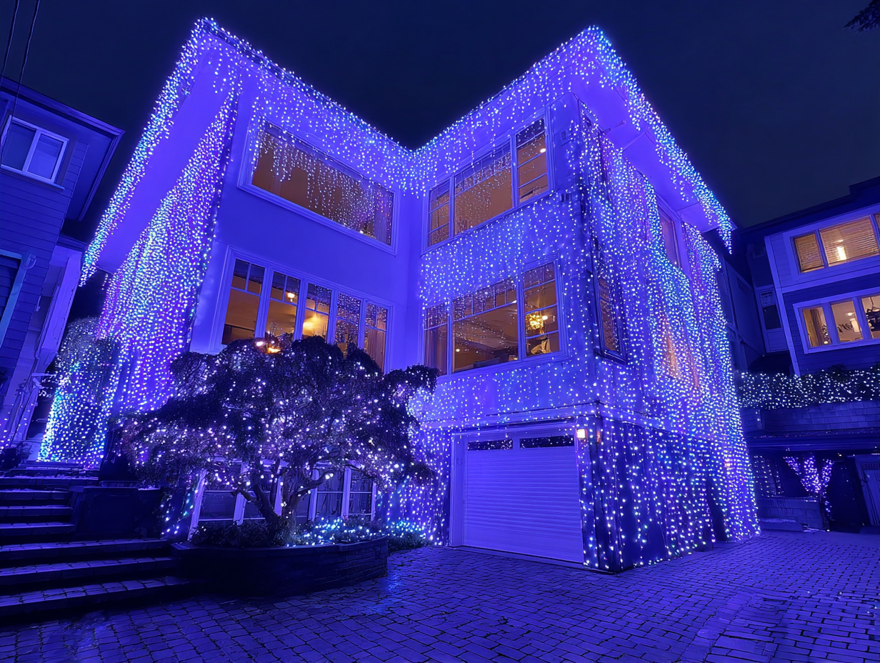 Vancouver professional holiday lighting installation for Christmas lights, LED rooflines, patios, pathways, and trees, festive displays across homes and businesses. Christmas lighting installation Vancouver creates safe, durable, weatherproof LED holiday lighting displays with expert services.