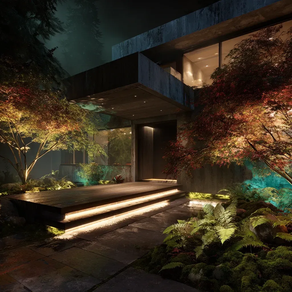 Premium Landscape Lighting Vancouver Moonlit installations specializing in backyard patio LED designs, residential garden spotlights, decorative bistro strings, architectural facade illumination, driveway uplighting, pathway LED fixtures, commercial exterior lighting, and full-service outdoor lighting solutions in Vancouver BC.