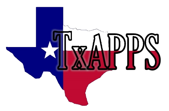 A logo for txapps with a map of texas