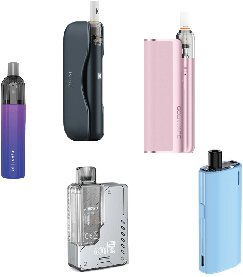 kit svapo semplici e leggeri, con pod estraibile o integrata, in ogni caso ricaricabili con liquidi per sigarette elettroniche Kit svapo