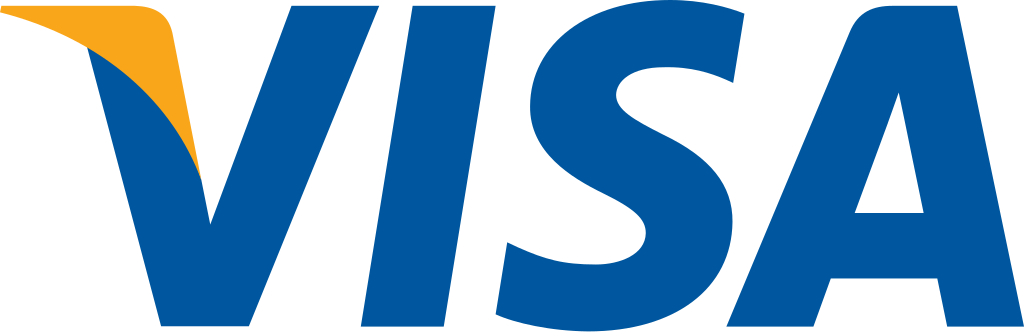 A blue and yellow visa logo on a white background