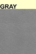 A close up of a gray leather texture with the word gray above it.