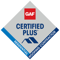 A logo for a certified residential roofing contractor