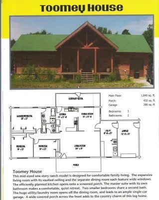 Toomey House: wooden home with floor plan and porch. 