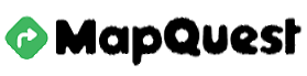 A mapquest logo with a green arrow on a white background.