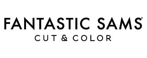 The logo for fantastic sams cut and color is black and white.