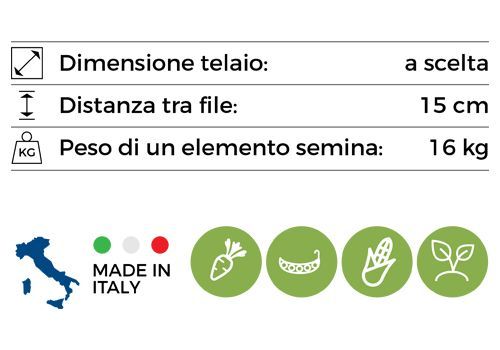 Seminatrice SP2002, dimensioni e peso