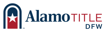 Logo of Alamo Title DFW with a Texas star inside an arched shape.