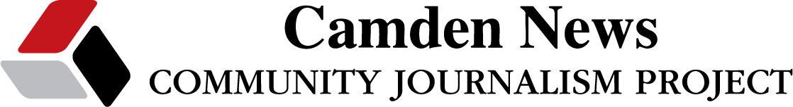 Logo for Camden News: red and black angled shapes next to text 