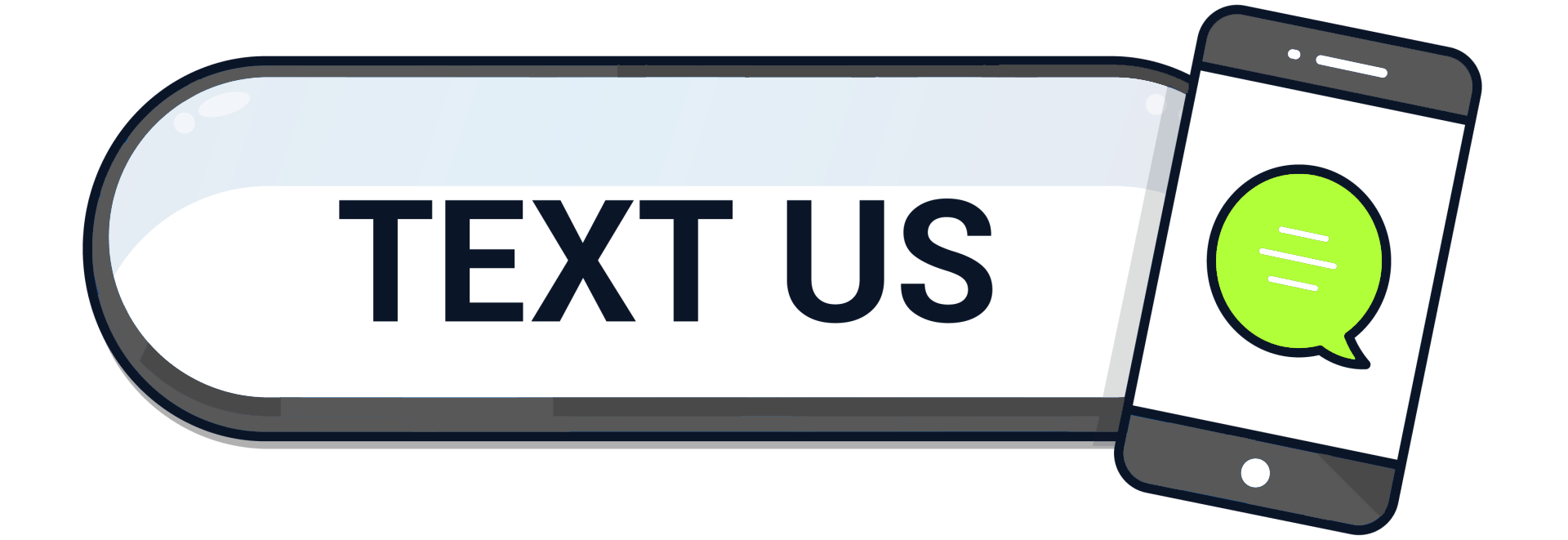 A button that says `` text us '' next to a cell phone.