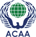 The logo for the acaa is a globe with wings around it.