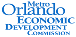 The logo for the metro orlando economic development commission.