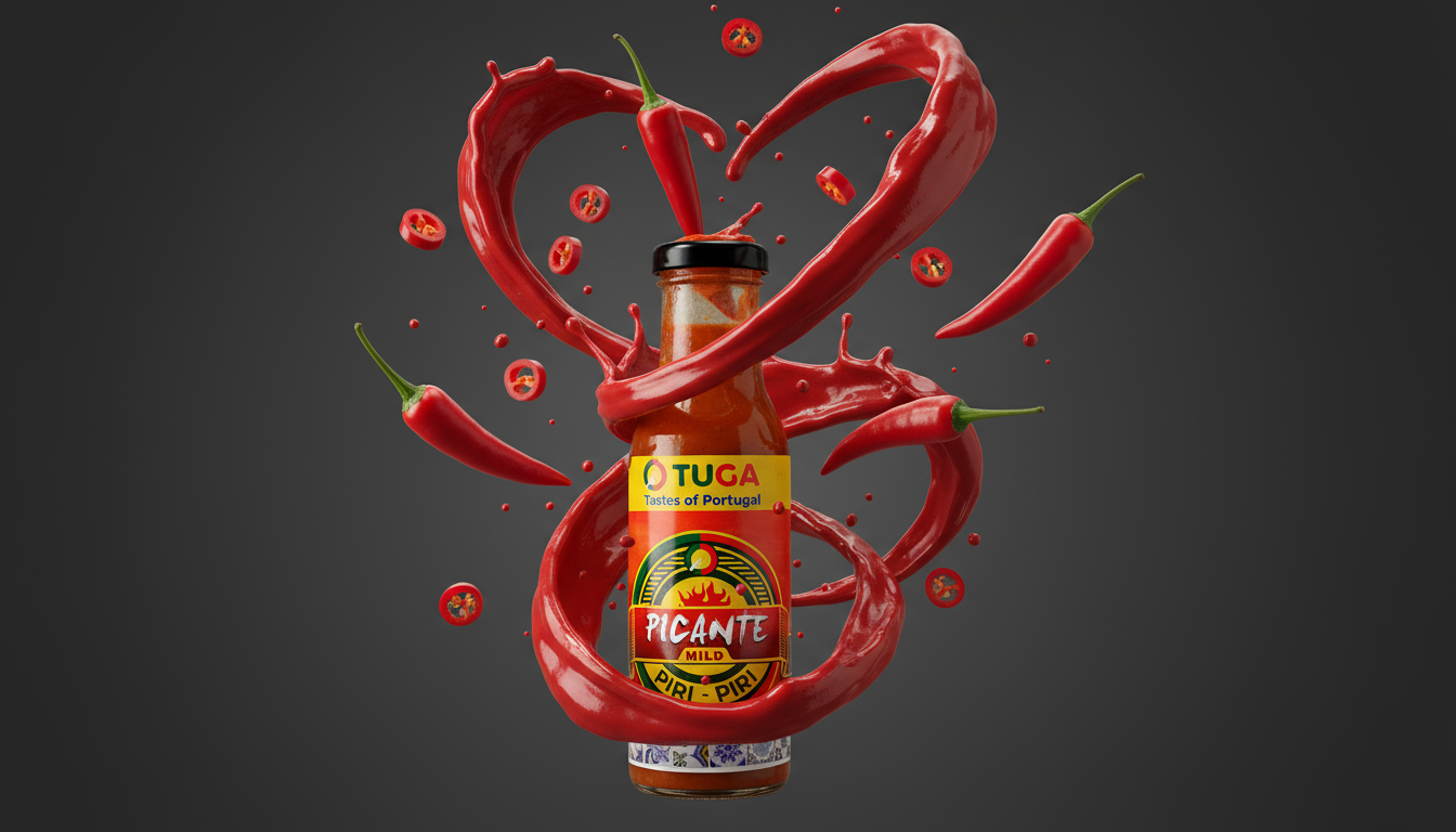 Bottle of Inca-Themed Hot Sauce, Wrapped in A Splash of Red Liquid — O Tuga Tastes Of Portugal In Melbourne, VIC