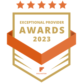 A badge certifying the TechXpress won the exceptional provider award for 2023