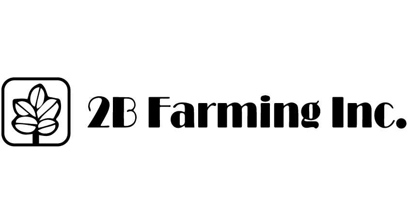A black and white logo for 2b farming inc.