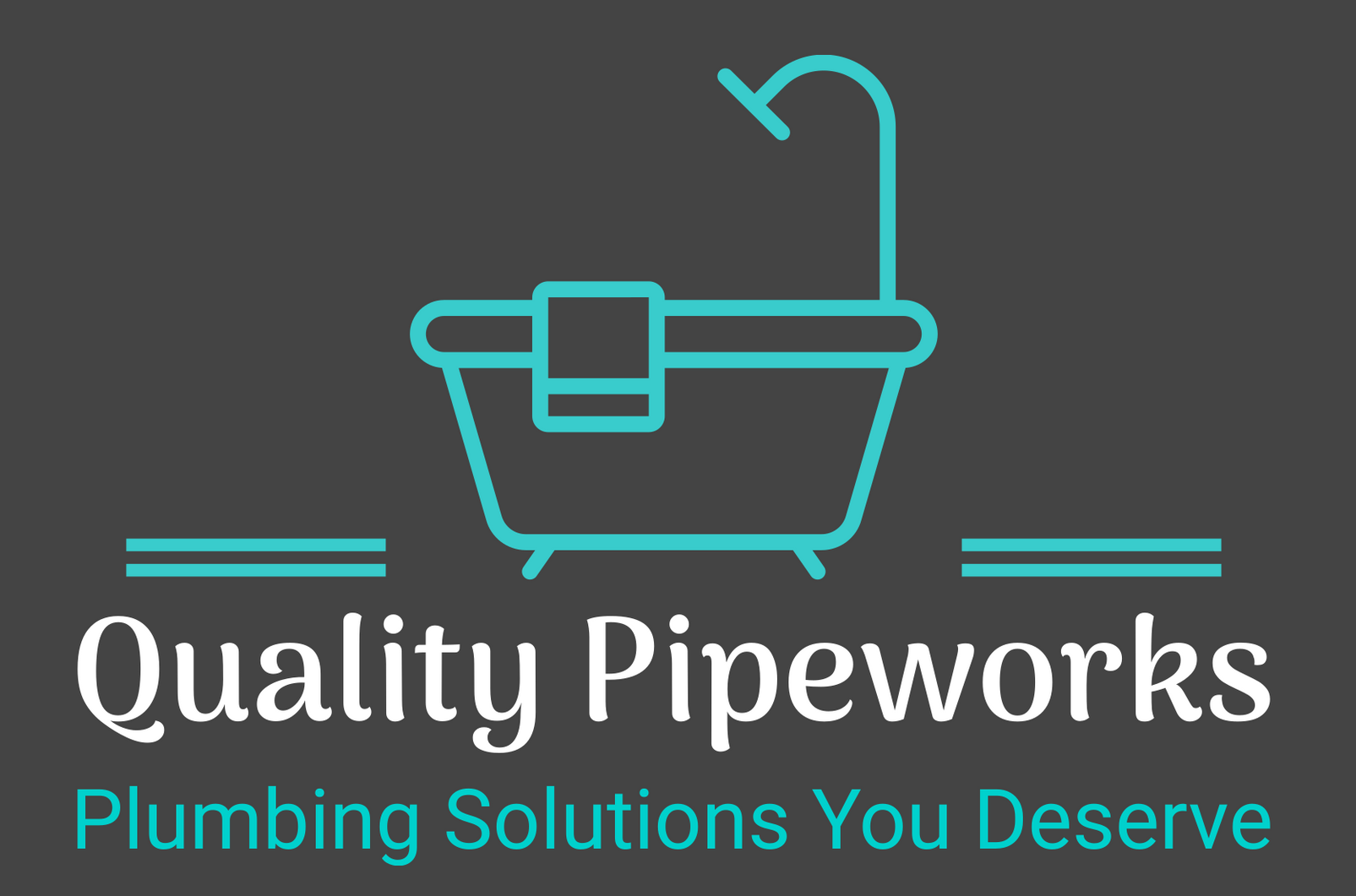 The logo for quality pipeworks shows a bathtub with a towel on it.