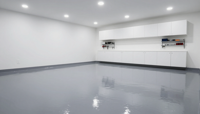 Finished epoxy garage floor