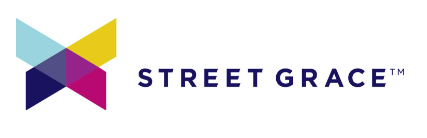 The street grace logo is a colorful triangle with the word street grace on it.