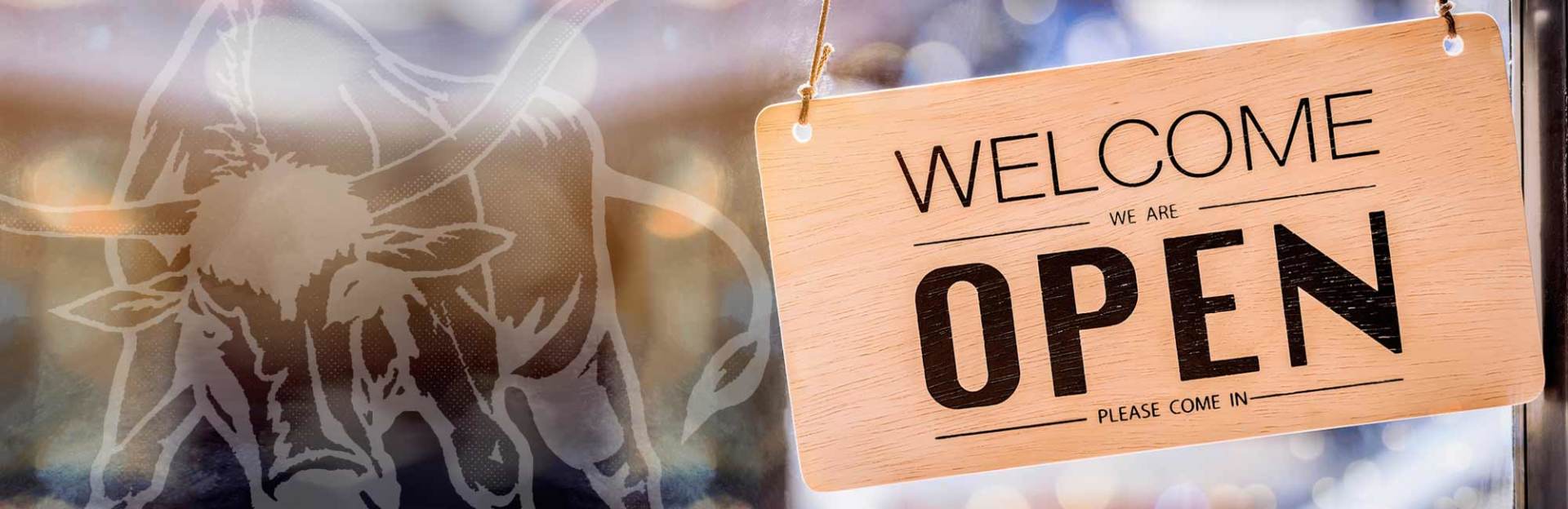 welcome open sign on business door