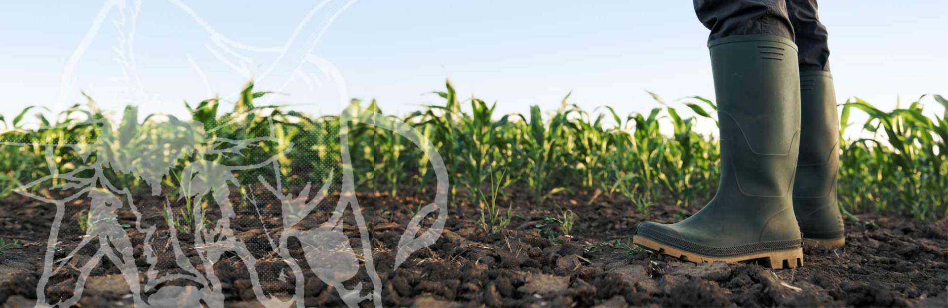 corn field with farmer boots