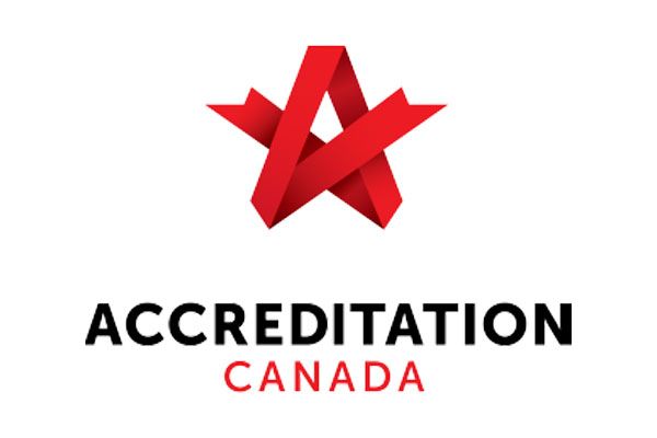 A logo for accreditation canada with a red star