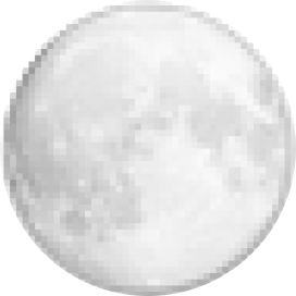 A pixelated image of a full moon on a white background.