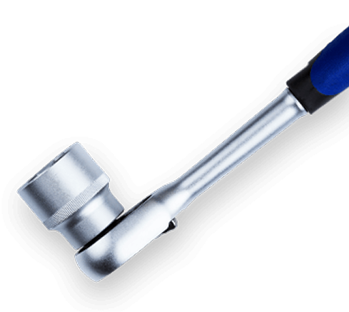 Ratchet wrench with a socket, blue handle. | Super Express Lube