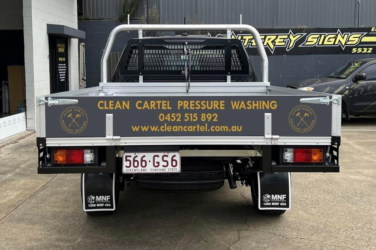 The Back Of A Truck With A Sticker On It That Says Clean Cartel Pressure Washing — Clean Cartel Pressure Washing In Reedy Creek, QLD