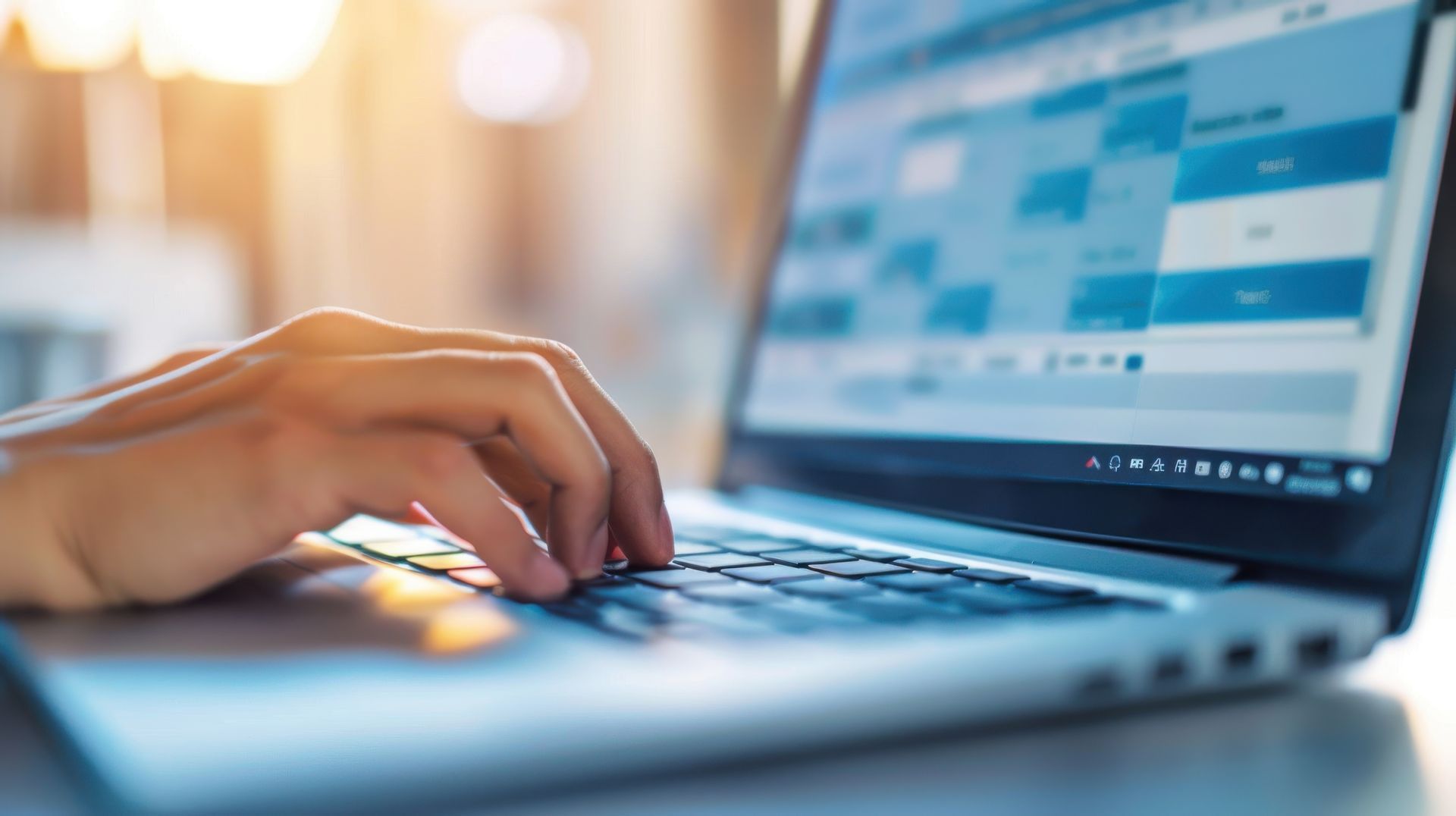 A person is typing on a laptop computer.
