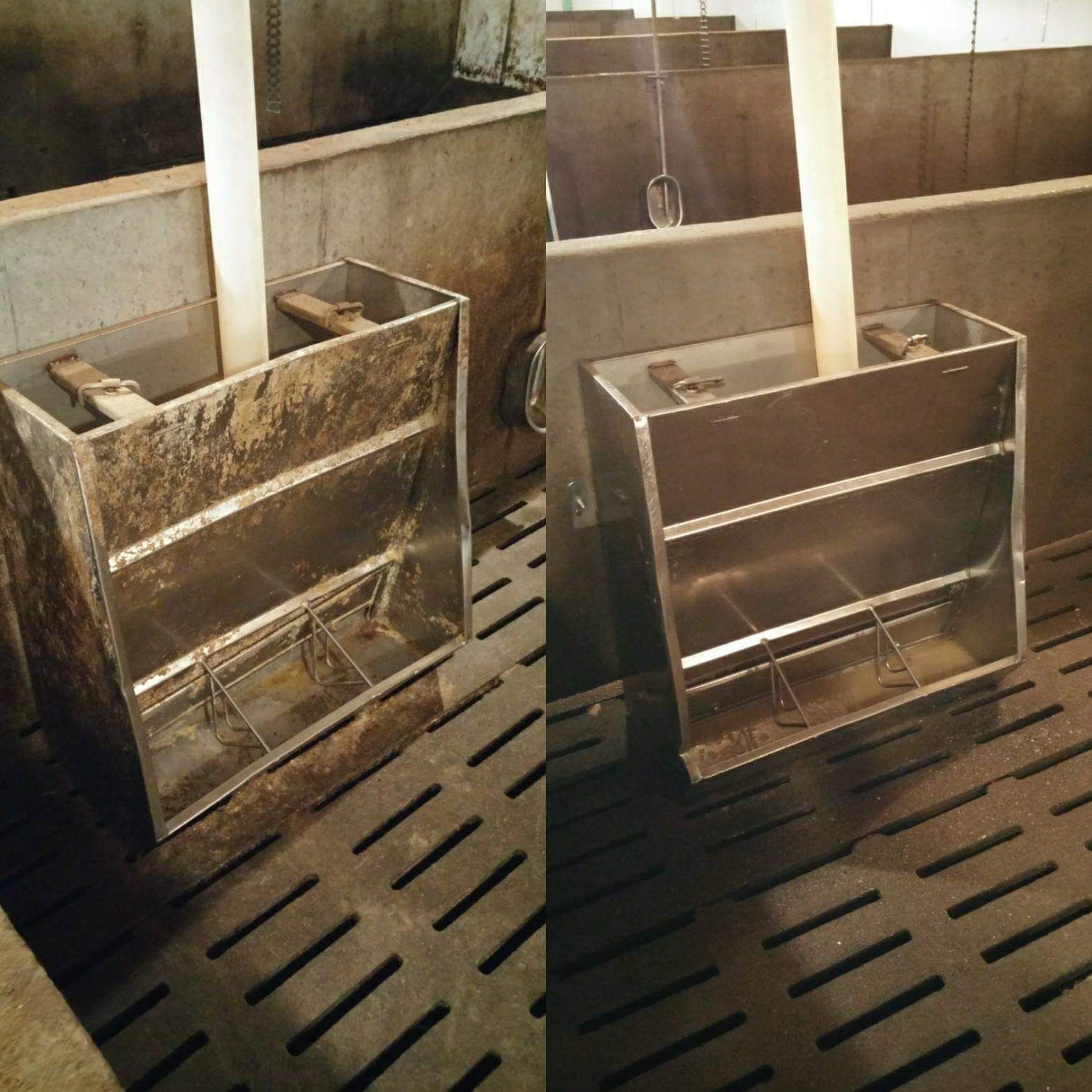 Une photo avant et après d'un récipient en métal