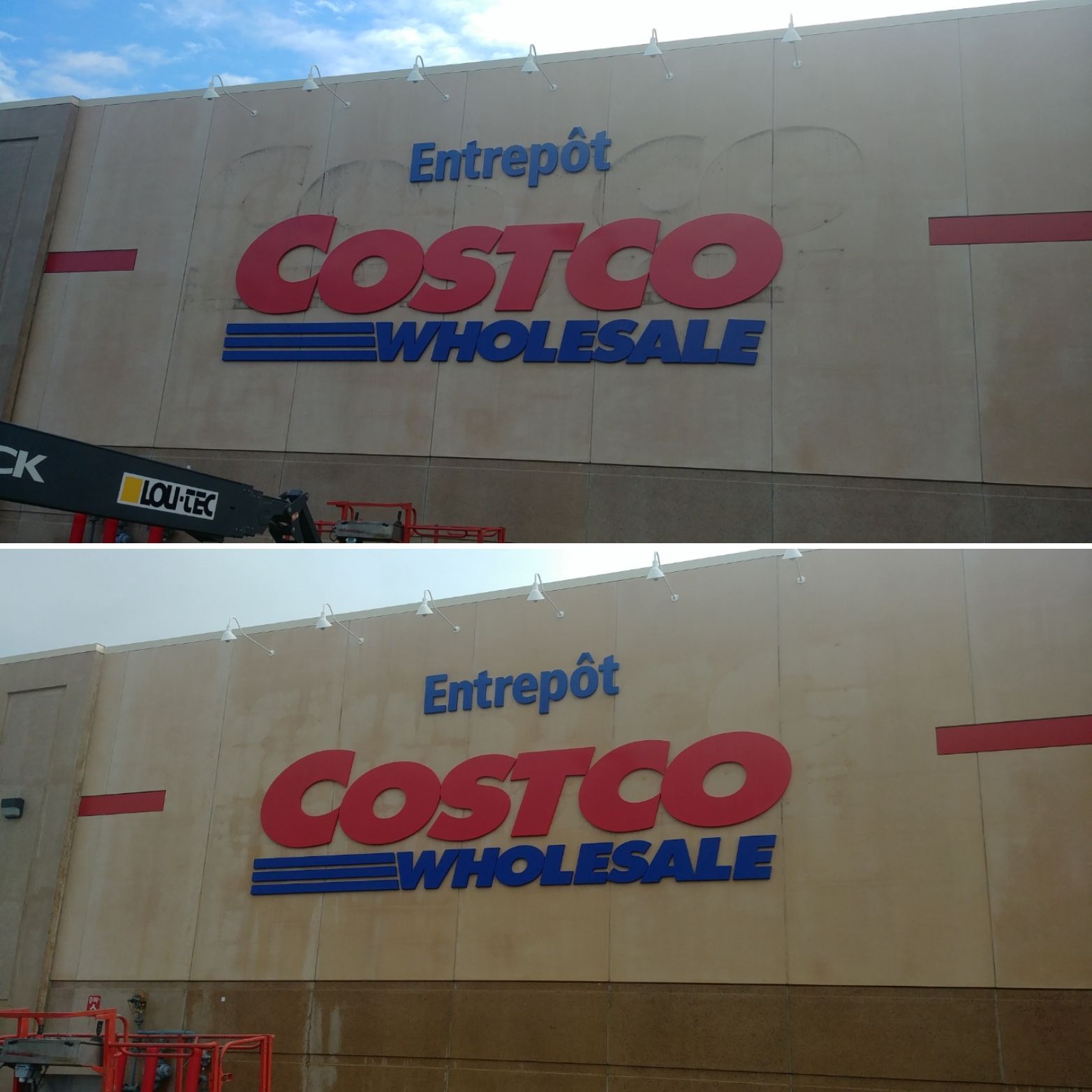 Une photo avant et après d'un magasin de gros Costco