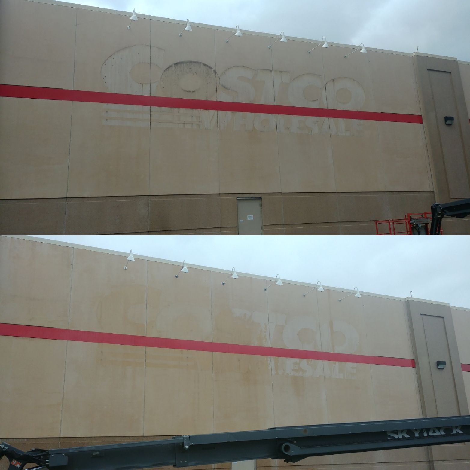 Une photo avant et après d'un magasin Costco.