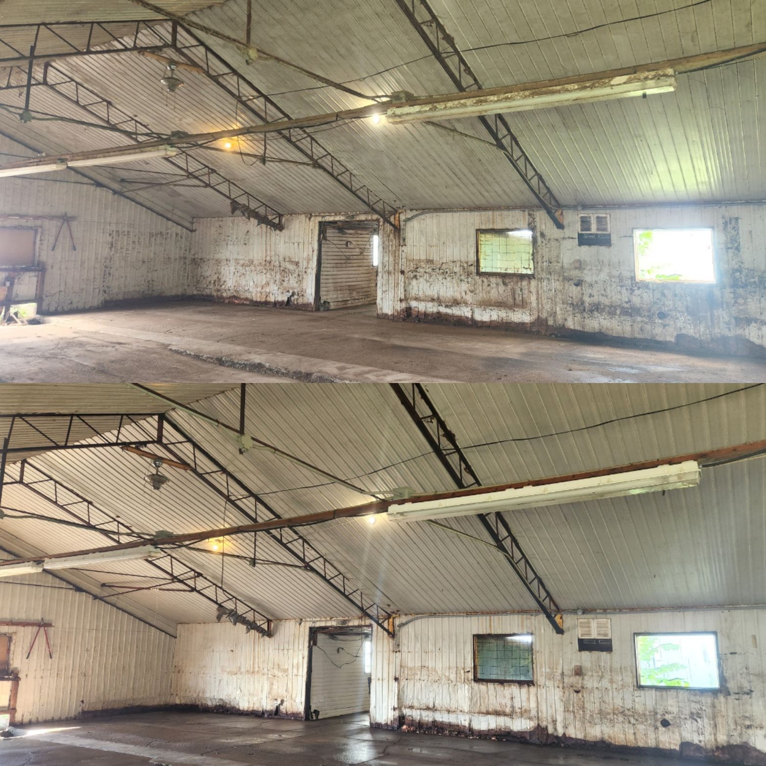 Une photo d'un bâtiment avant et après le nettoyage