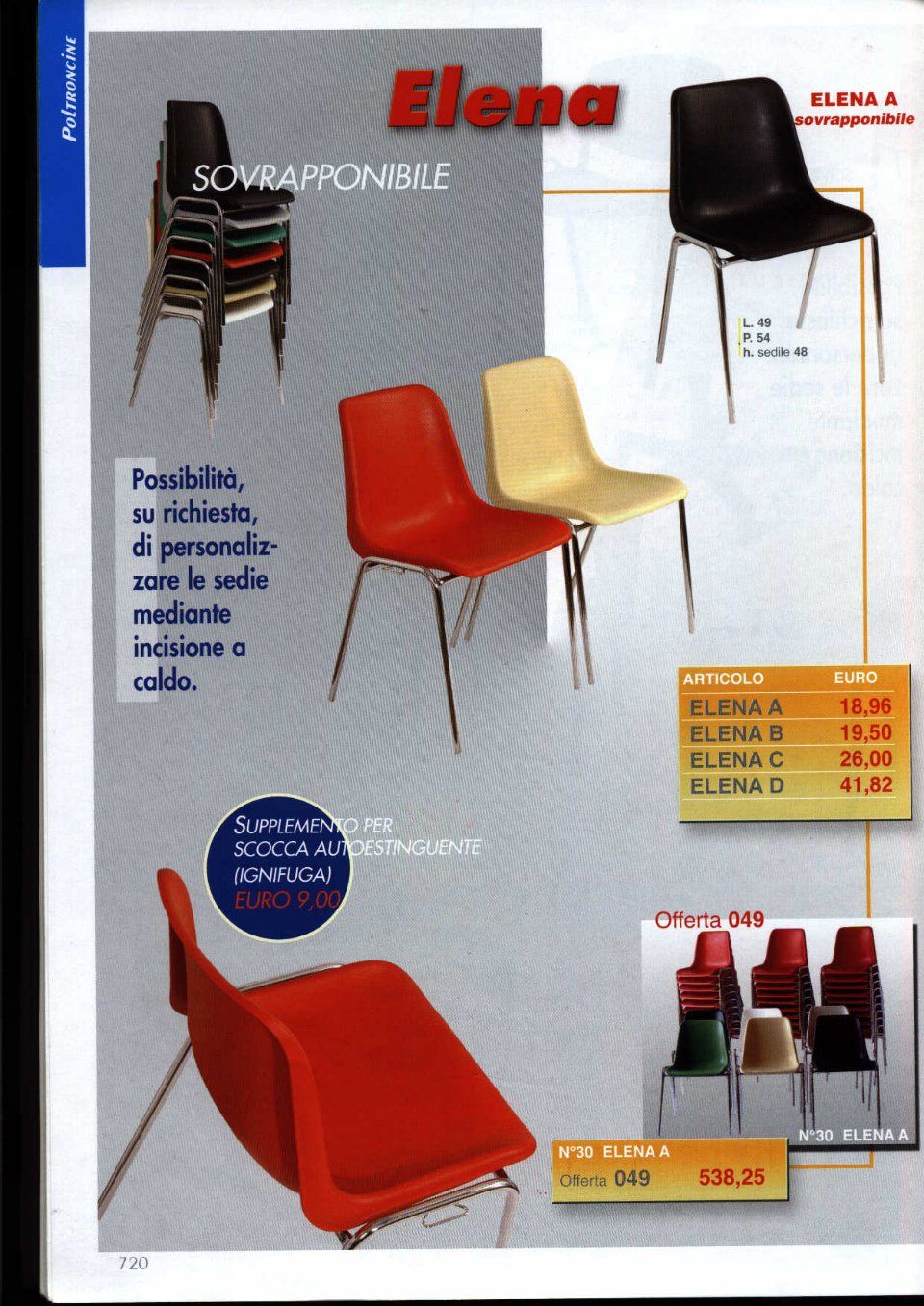 Chairs in various colours