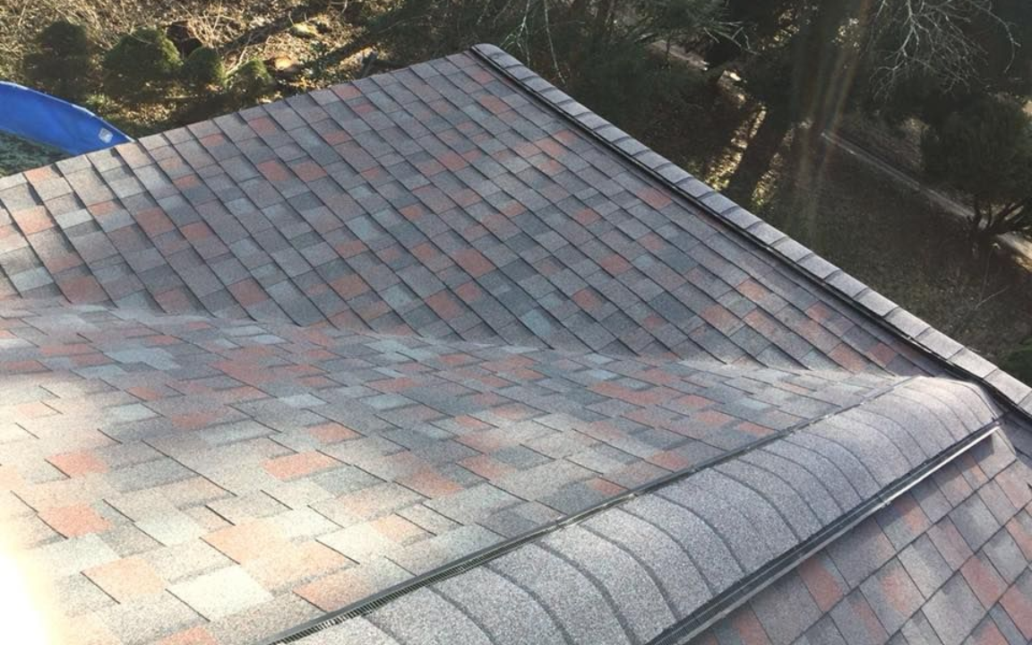 Complete roof ridge vent on a roof replacement in Maryland to improve ventilation 