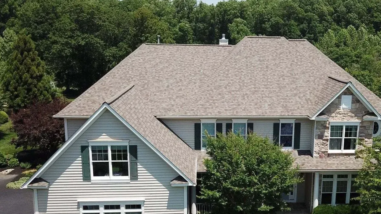 Newly installed roof by Four Seasons Roofing built for Maryland weather