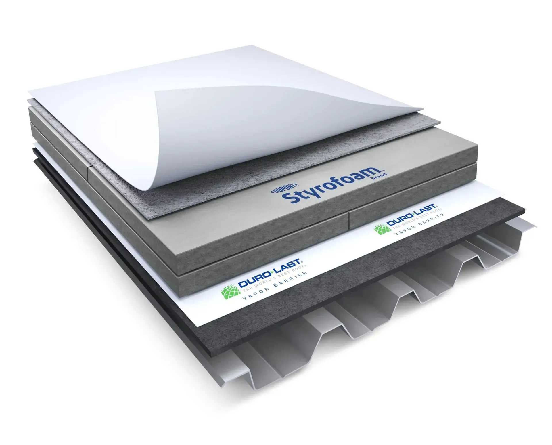 A stack of sheets of styrofoam sitting on top of a metal roof.