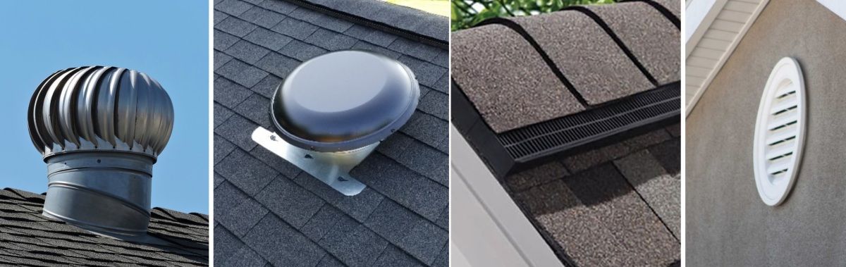 Variety of roof ventilation solutions used in professional roof installation in Maryland