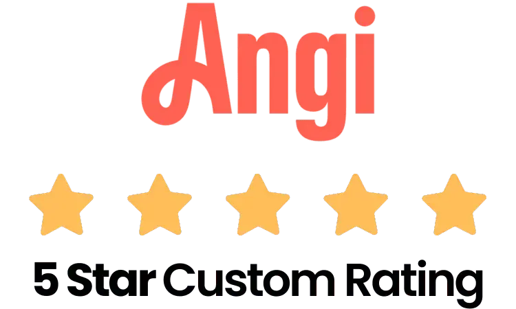Angi logo above five gold stars, text reads