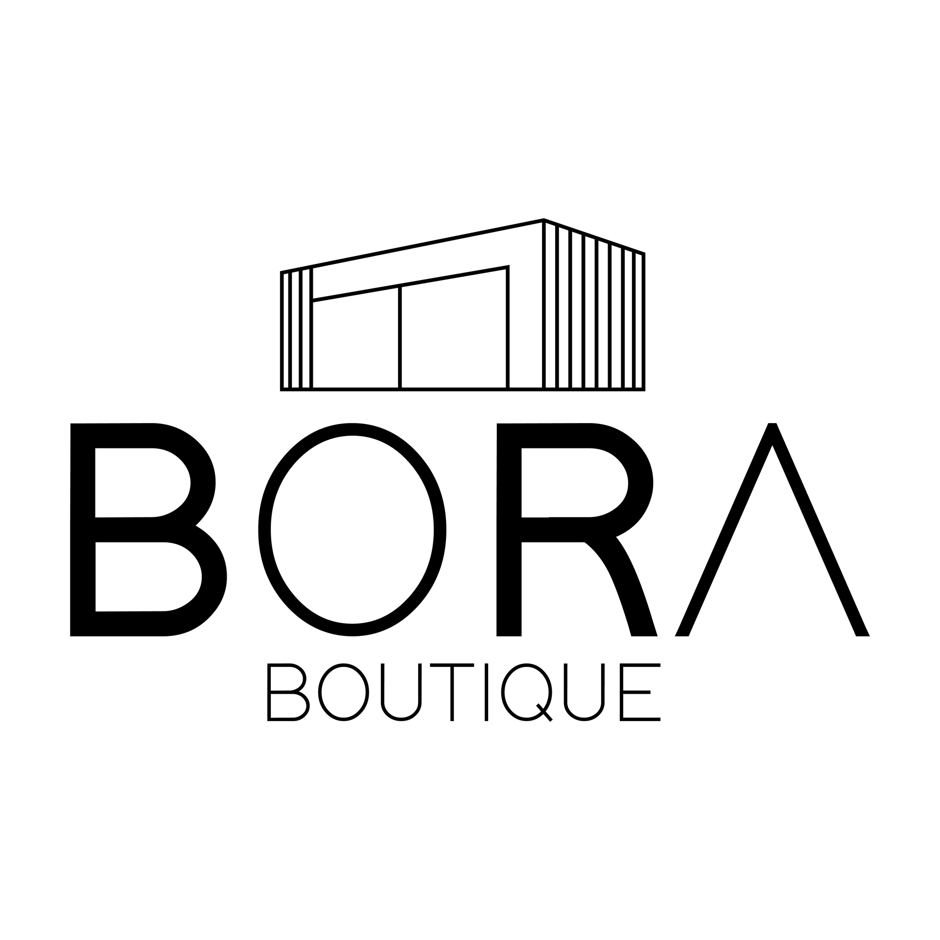 Un logotipo en blanco y negro para bora boutique.