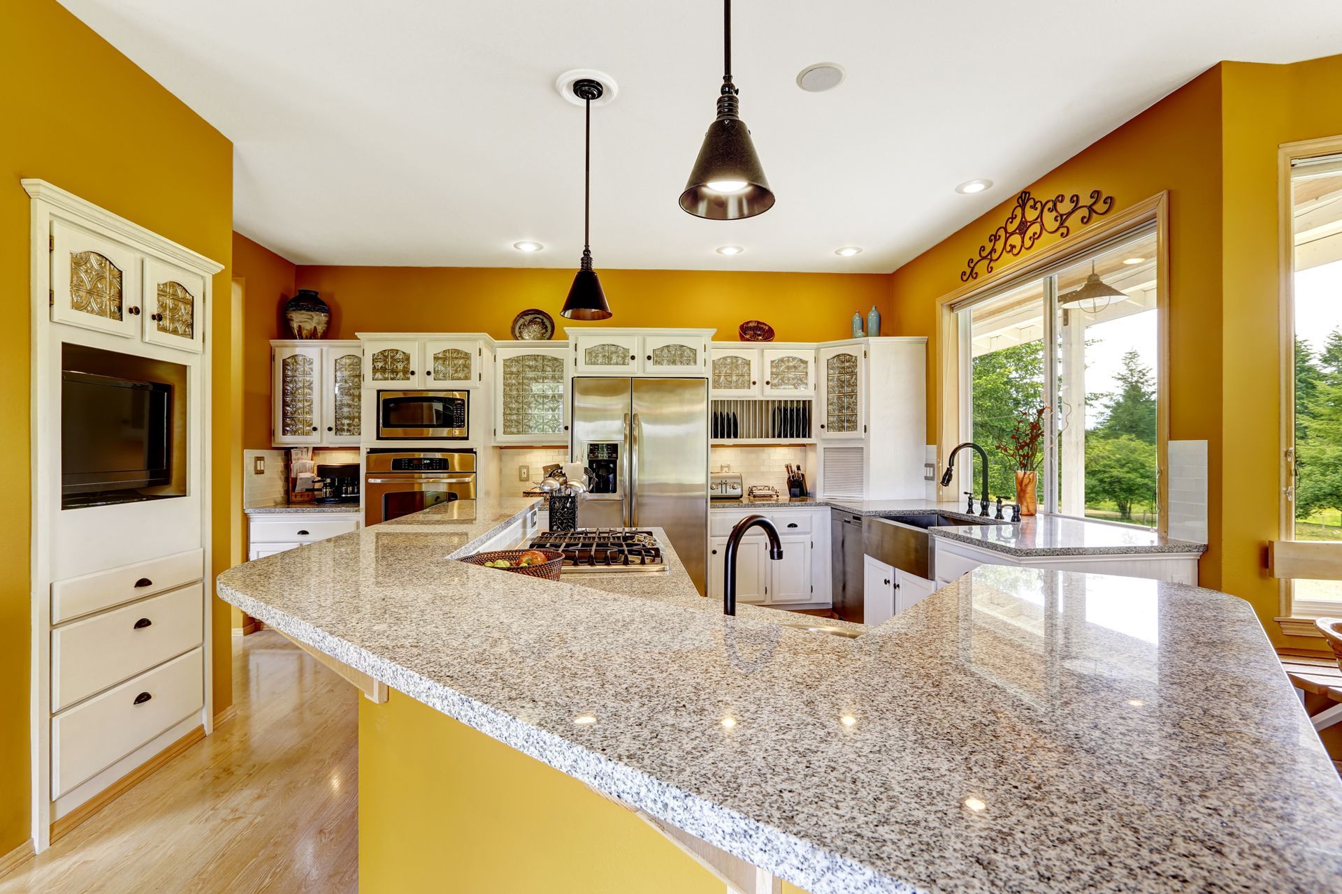 A Kitchen With Custom Travertine Countertop